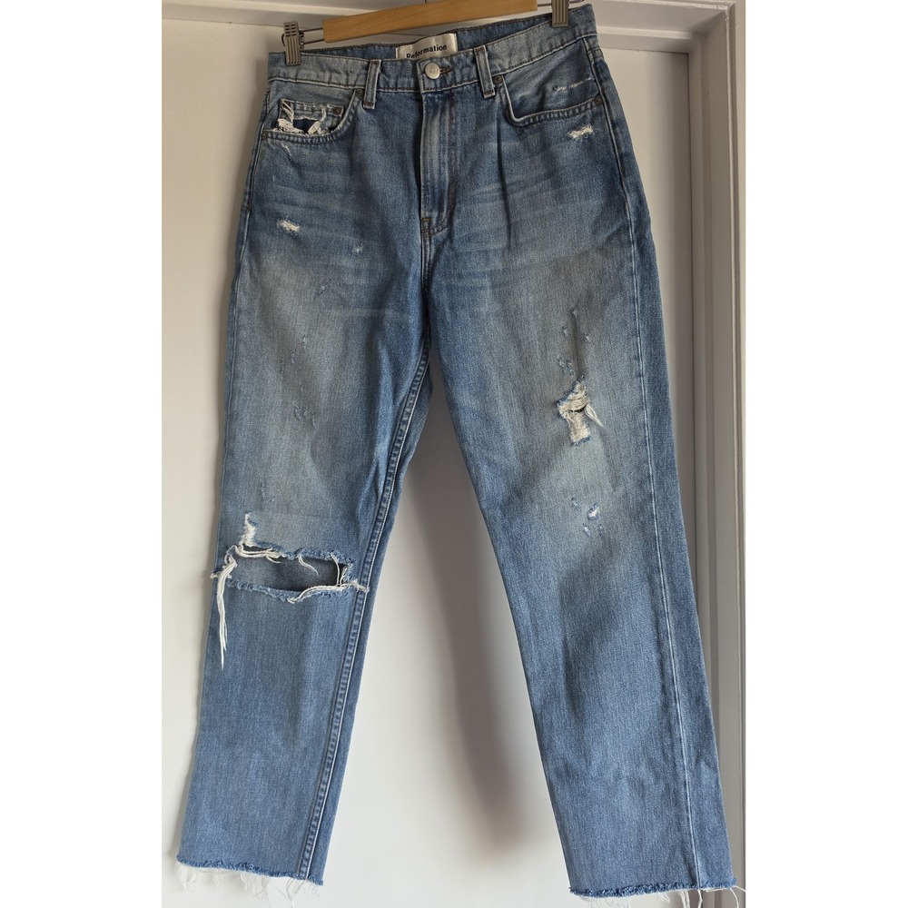 Reformation Jeans Women Size 28 Blue Solid Casual Denim Pants Trousers